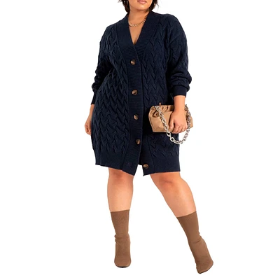 Eloquii Plus Size Novelty Stitch Cardigan Sweater Dress