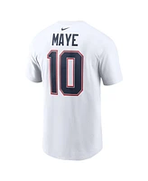 Nike Men's Drake Maye White New England Patriots 2024 Nfl Draft Player Name Number T-Shirt