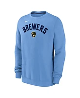 Nike Men's Light Blue Milwaukee Brewers Classic Fleece Performance Pullover Sweatshirt