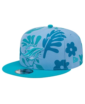 New Era Men's Aqua Miami Dolphins Leafy 9FIFTY Snapback Hat