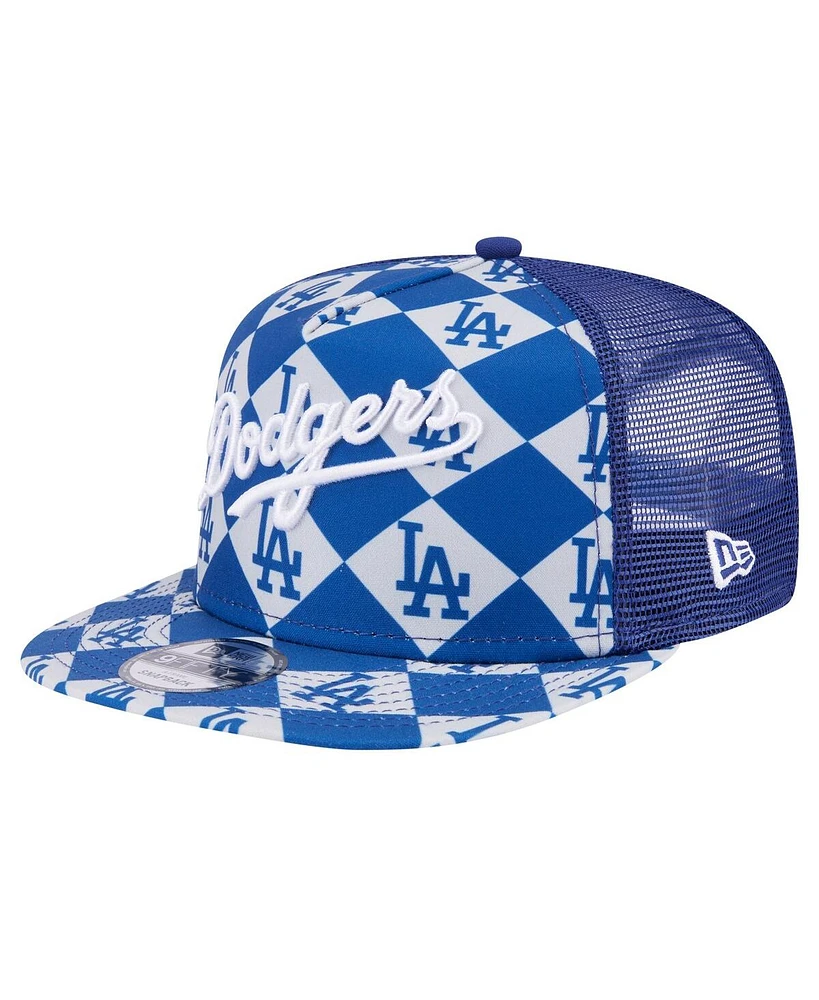 New Era Men's Royal Los Angeles Dodgers Seeing Diamonds A-Frame Trucker 9FIFTY Snapback Hat