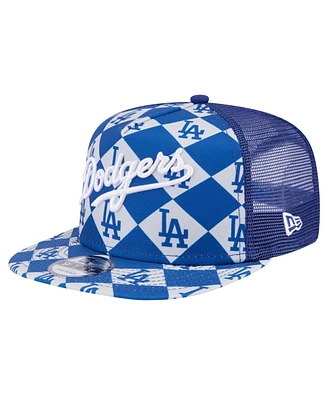 New Era Men's Royal Los Angeles Dodgers Seeing Diamonds A-Frame Trucker 9FIFTY Snapback Hat