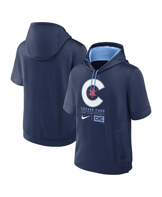 Nike Men's Navy Chicago Cubs City Connect Color Block Short Sleeve Pullover Hoodie