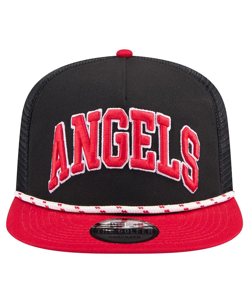 New Era Men's Black Los Angeles Angels Throwback Meshback Golfer Hat