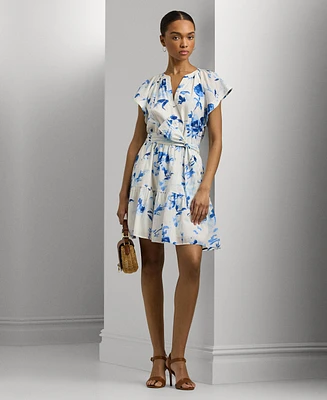 Lauren Ralph Lauren Women's Printed Cotton Belted Dress