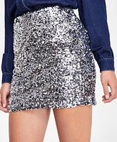 Dkny Jeans Women's Sequin Embellished Mini Skirt