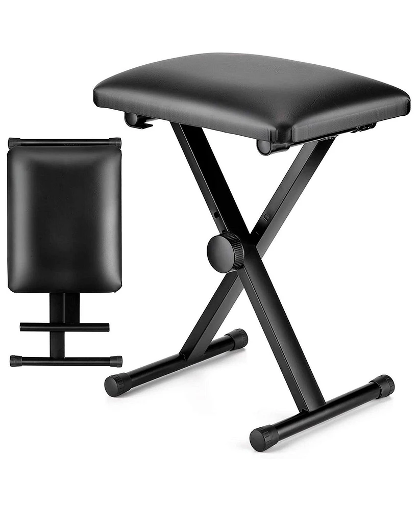 5 Core Keyboard Bench Pair X Style Piano Stool Thick Padded 12-to-18.5-inch Adjustable Keyboards Chair Black KBB02BLK