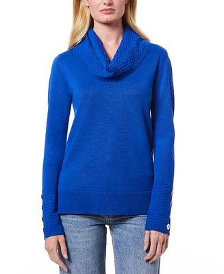 Melissa Paige Women's Chevron-Trimmed Cowl-Neck Sweater, Regular & Petites