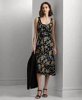 Lauren Ralph Women's Floral Belted Crepe Sleeveless Dress