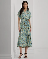 Lauren Ralph Women's Floral Belted Crepe Dress