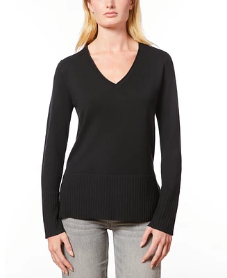 Melissa Paige Women's V-Neck Wide-Hem Wide-Cuff Sweater