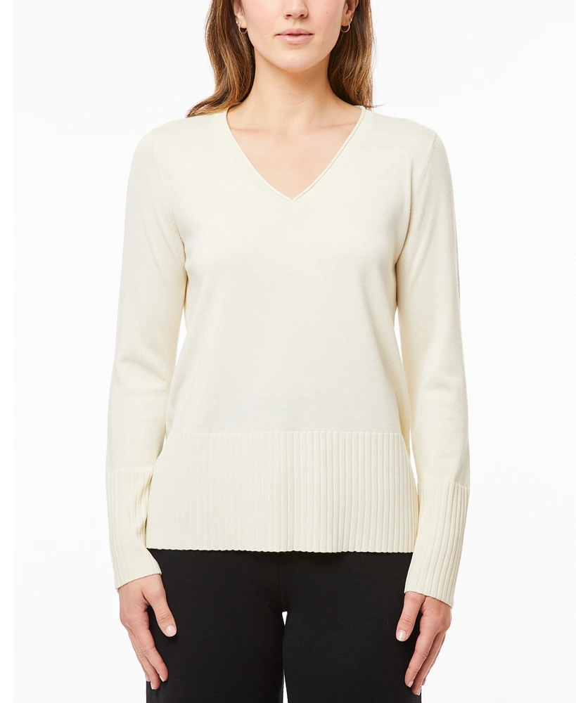 Melissa Paige Women's V-Neck Wide-Hem Wide-Cuff Sweater