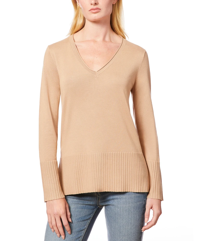 Melissa Paige Women's V-Neck Wide-Hem Wide-Cuff Sweater