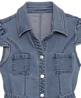 Speechless Big Girls Collared Belted Denim Dress