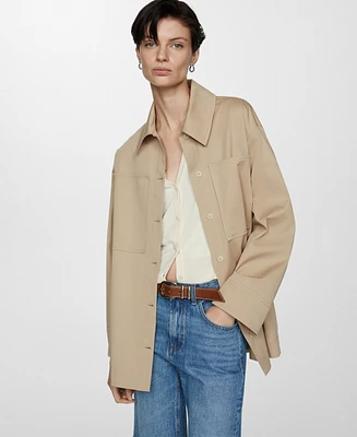 Mango Women's Pockets Detail Oversized Overshirt Jacket