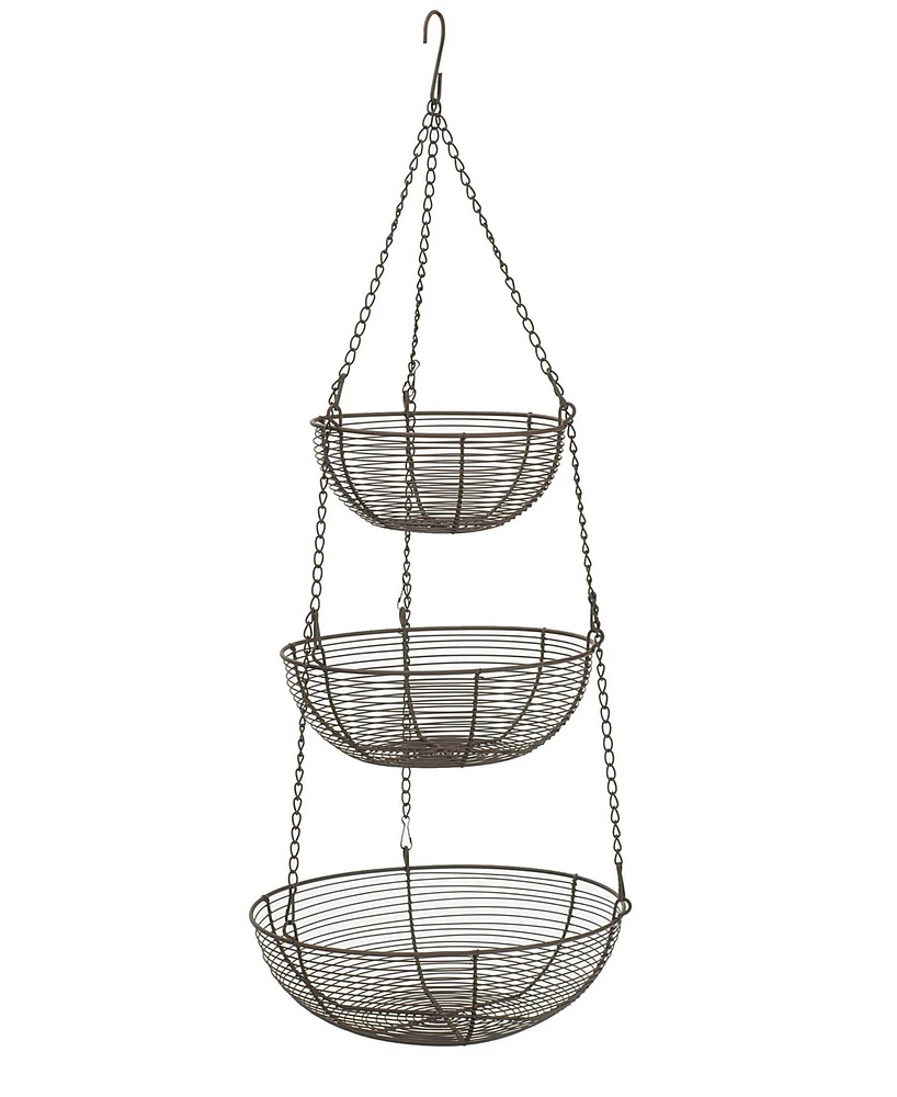 Rsvp International Woven Wire 3 Tier Bronze Hanging Basket