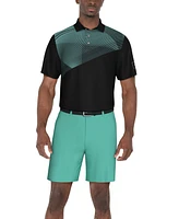 Pga Tour Men's Classic-Fit Stretch Performance Asymmetrical Geo-Print Golf Polo Shirt