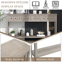 60" Rustic Console Table with Drawers & Shelf