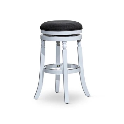 Streamdale Furniture 30" Barstool, White Finish, Charcoal Fabric Seat