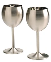 Rsvp International Endurance Stainless Steel Wine Glass Set 2 Piece 3x3x7"