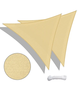 2 Pack 20 Ft 97% Uv Block Triangle Sun Shade Sail Canopy Outdoor Pool Cover Net