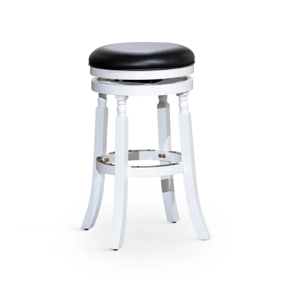 Simplie Fun 30" Barstool, White Finish, Black Leather Seat