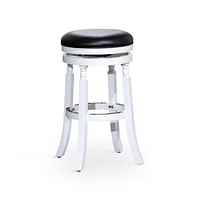 Simplie Fun 30" Barstool, White Finish, Black Leather Seat