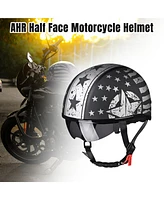 Ahr Half Face Motorcycle Helmet Sun Visor Dot Approved Bike Chopper Cruiser