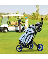 3 Wheel Folding Golf Push Cart with Brake Scoreboard Adjustable Handle