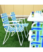 Vebreda 6 Pieces Folding Beach Chair Camping Lawn Webbing Chair