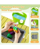 Outdoor Mud Kitchen Set, Outdoor Play Kitchen Set with Removable Water Box