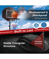 Costway 5.5-7.5FT Adjustable Portable Basketball Goal System with Shatterproof Backboard