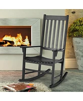 Gymax 2PCS Wood Rocking Chair Porch Rocker High Back Garden Seat Indoor Outdoor Black