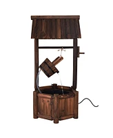 Costway Garden Rustic Wishing Well Water Fountain Wooden Outdoor