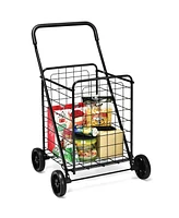 Costway Folding Shopping Cart Utility Trolley Portable For Grocery Laundry Travel