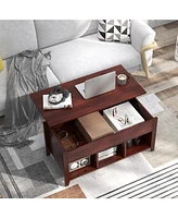 Costway Lift Top Coffee Table with Hidden Compartment and Storage Shelves