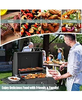 Outdoor Charcoal Grill 391 sq.in. Cooking Area 2 Foldable Side Table Bbq Camping
