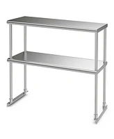 36'' 2-Tier Over shelf for Prep & Worktable Stainless Steel Adjustable Lower Shelf