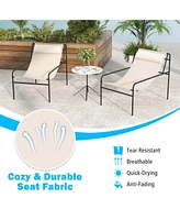 1PC Patio Sling Lounge Chair with Removable Headrest Pillow Breathable Seat