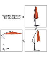 Costway 10 Ft Hanging Umbrella Patio Sun Shade Offset Outdoor Market Cross Base