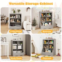 3-Tier Children's Multi-Functional Bookcase Toy Storage Bin Floor Cabinet