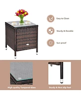 Costway Outdoor 3 Pcs Pe Rattan Wicker Furniture Sets