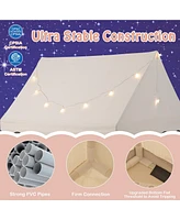 Costway Kids Play Castle Tent Large Playhouse Toys Gifts with Star Lights Washable Mat