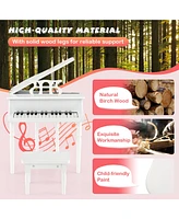 Costway 30 Key Classical Kids Piano Wooden Musical Instrument Toy w/ Stand & Stool