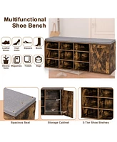 Costway Shoe Bench with Padded Cushion 9-cube Adjustable Storage Rack