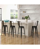 Costway Set of 4 High Back Metal Stool 30'' Seat Bar Height