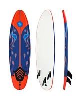 6' Surfboard Foamie Body Surfing Board W/3 Fins & Leash