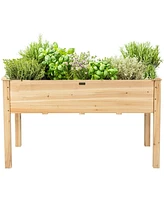 Costway Wooden Raised Vegetable Garden Bed Elevated Grow Vegetable Planter