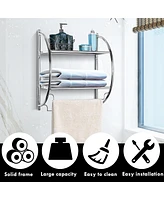 Costway 2 Tier Wall Mount Shower Organizer Toilet Bathroom Storage Rack Holder Towel Bar