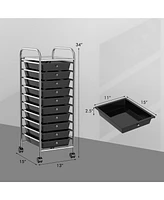 Costway 10 Drawer Rolling Storage Cart Scrapbook Paper Office School